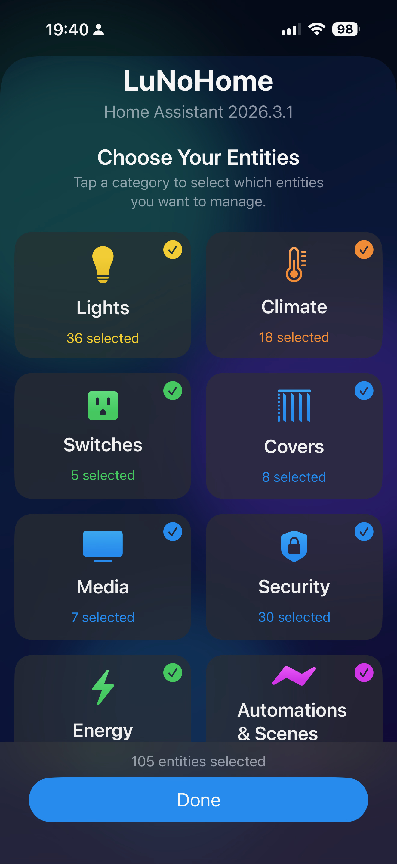 HAHome lights screen