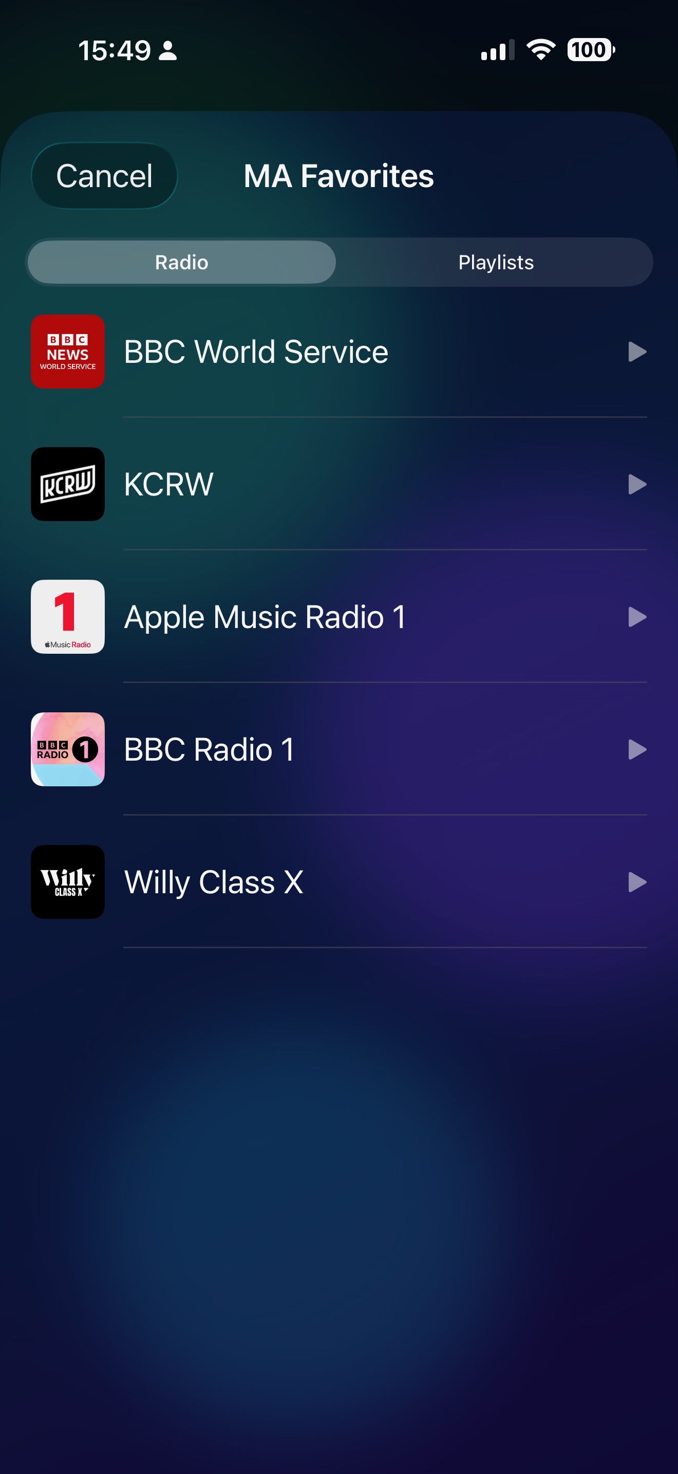 Music Assistant radio stations